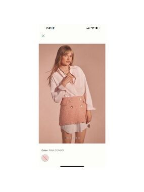 Women's Anthropologie Pink Tweed Mini Skirt